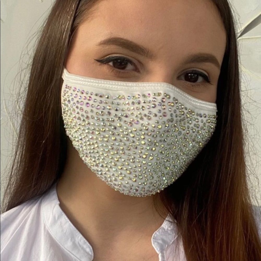 ⭐️ JLO Style, reusable Swarovski Crystal face mask